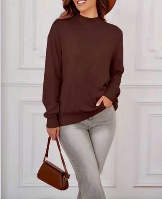 One Size Zachte Lichte Ronde Nek Basic Sweater Voor Dames