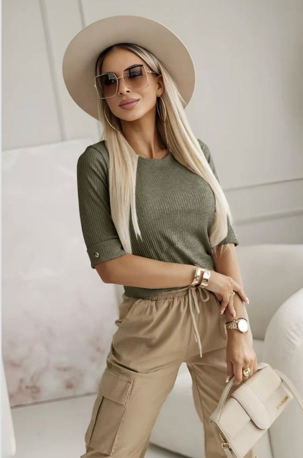 Trendy Casual rib top Met Korte Mouwen Voor Dames