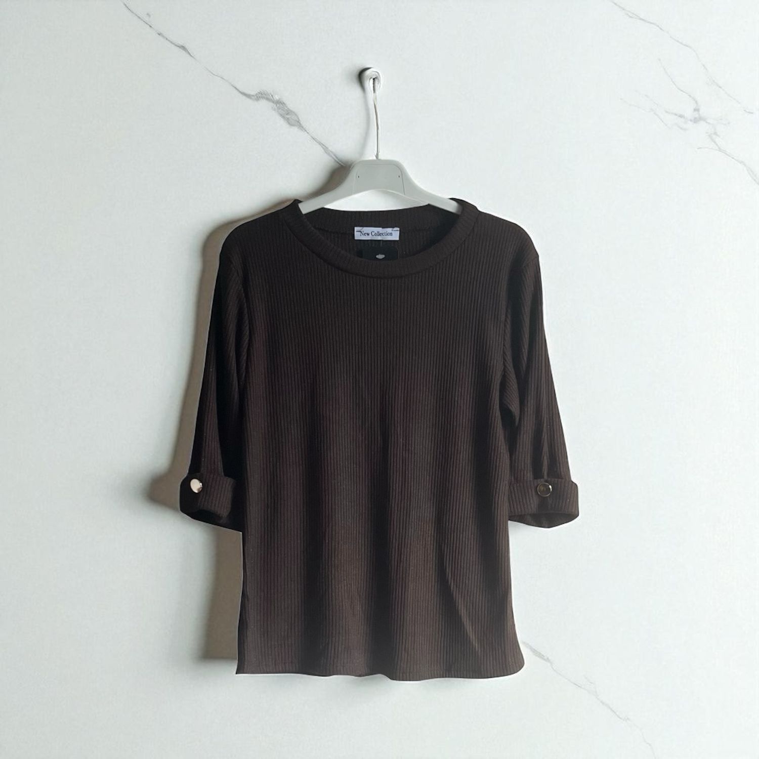 Trendy Casual rib top Met Korte Mouwen Voor Dames