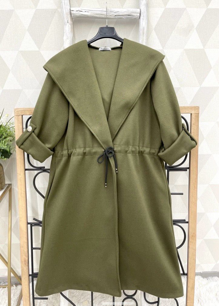 Dames mantel met capuchon – Grijze trenchcoat met strikceintuur – Lichte jas voor voorjaar &amp; herfst