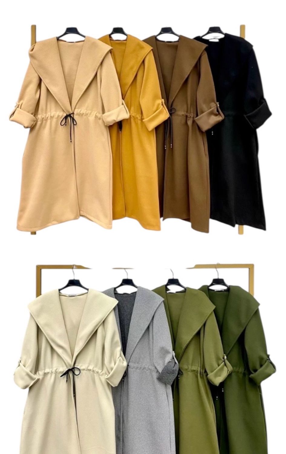 Dames mantel met capuchon – Grijze trenchcoat met strikceintuur – Lichte jas voor voorjaar &amp; herfst