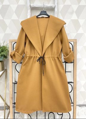 Dames mantel met capuchon – Grijze trenchcoat met strikceintuur – Lichte jas voor voorjaar &amp; herfst