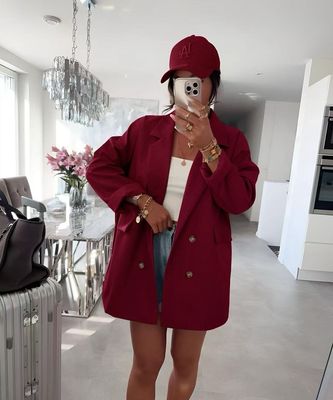 Oversized blazer dames rood – Casual chic jasje met knopen