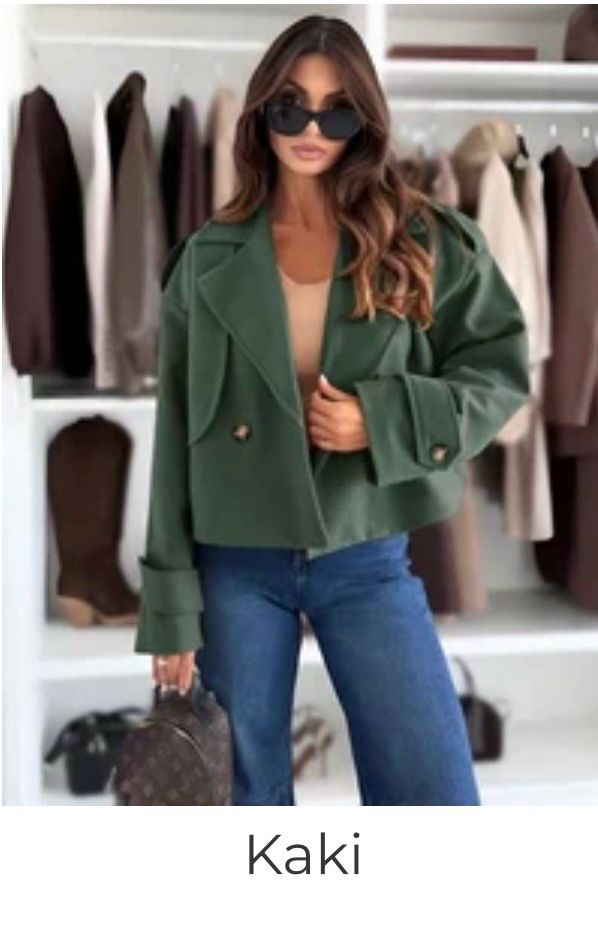Modern cropped jacket dames – Elegant jasje met wollen voering 