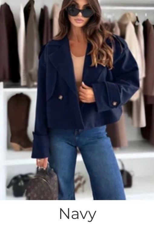 Modern cropped jacket dames – Elegant jasje met wollen voering 