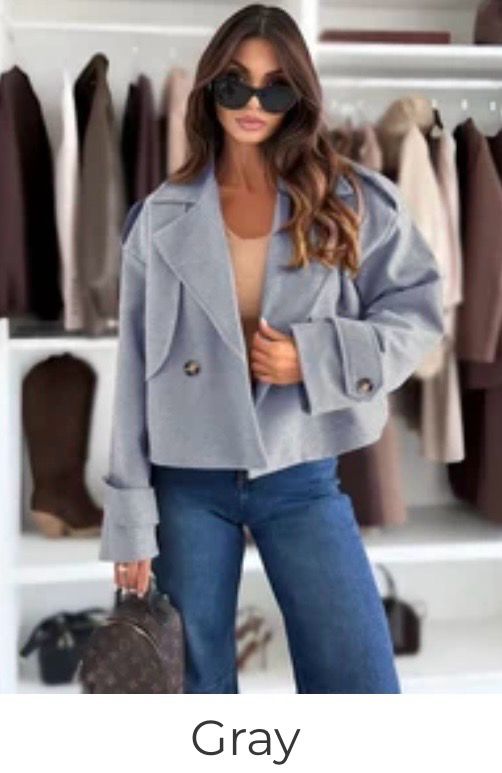 Modern cropped jacket dames – Elegant jasje met wollen voering 
