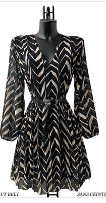 Printed plooijurk met viscose lining- frivole midi jurk voor dames