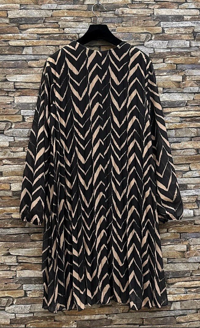 Printed plooijurk met viscose lining- frivole midi jurk voor dames
