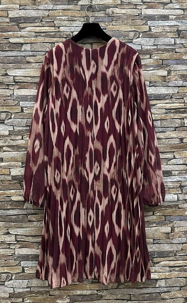 Printed plooijurk met viscose lining- frivole midi jurk voor dames