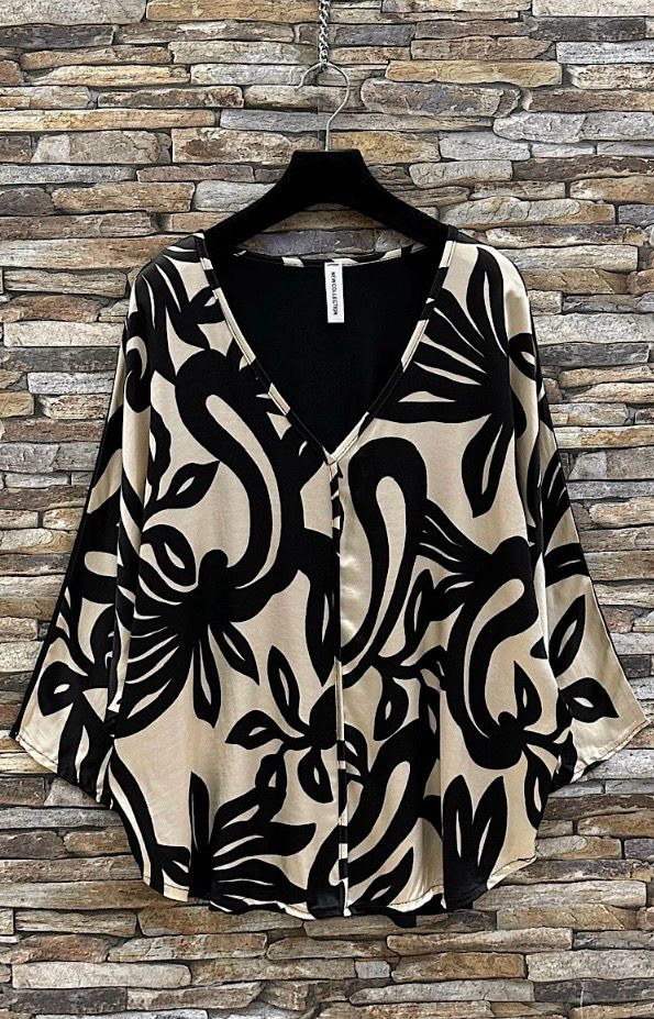 Blouse met print in zijde-effect satijn viscose – vloeiend en romantisch