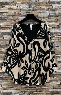 Blouse met print in zijde-effect satijn viscose – vloeiend en romantisch
