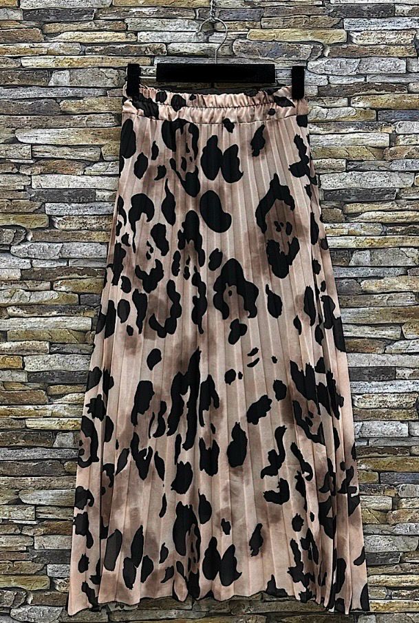 Lange plooirok met print-  geplisseerde midi rok met panterprint en viscose voering 