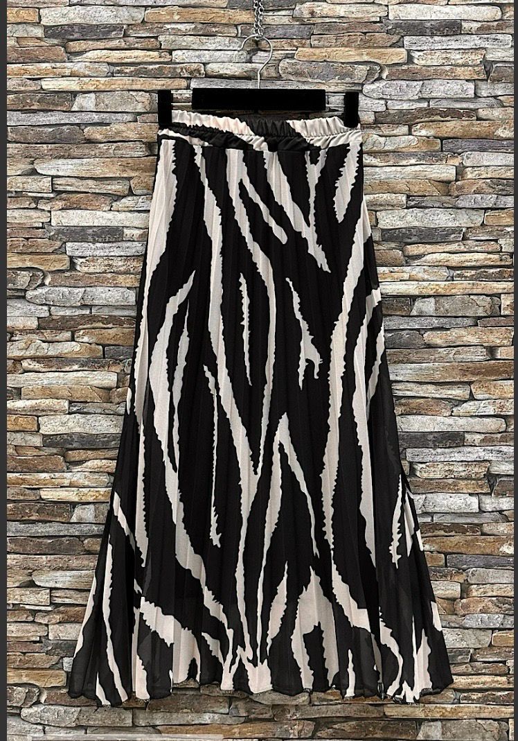 Lange plooirok met print-  geplisseerde midi rok met panterprint en viscose voering 