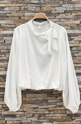 Chique blouse met print en romantische soepelvallende mouwen – trendy met viscose voering