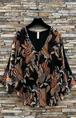 Blouse met print in zijde-effect satijn viscose – vloeiend en romantisch