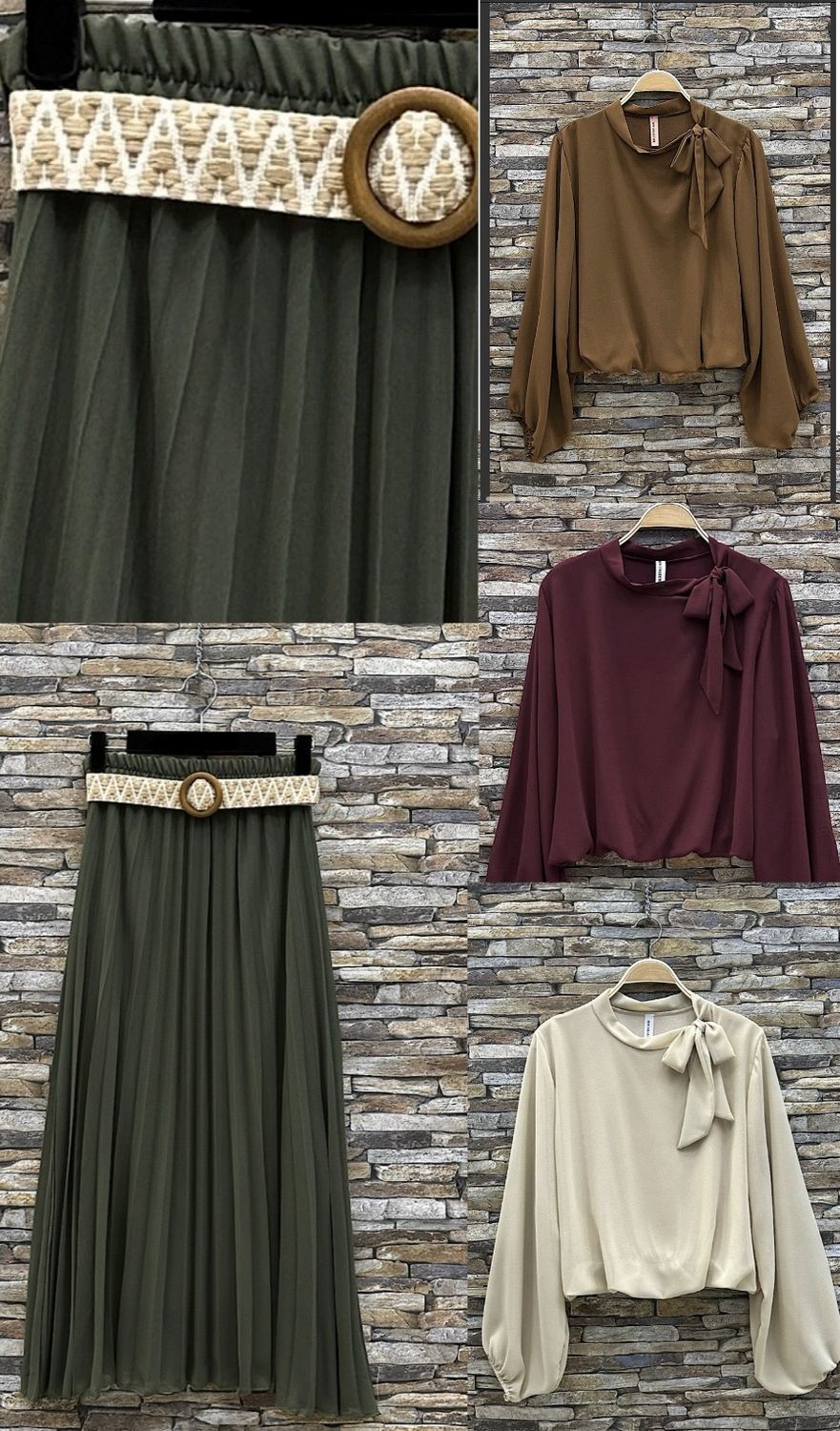 Effen kleur Vloeiende plooirok met viscose lining- midi rok met bohemian belt