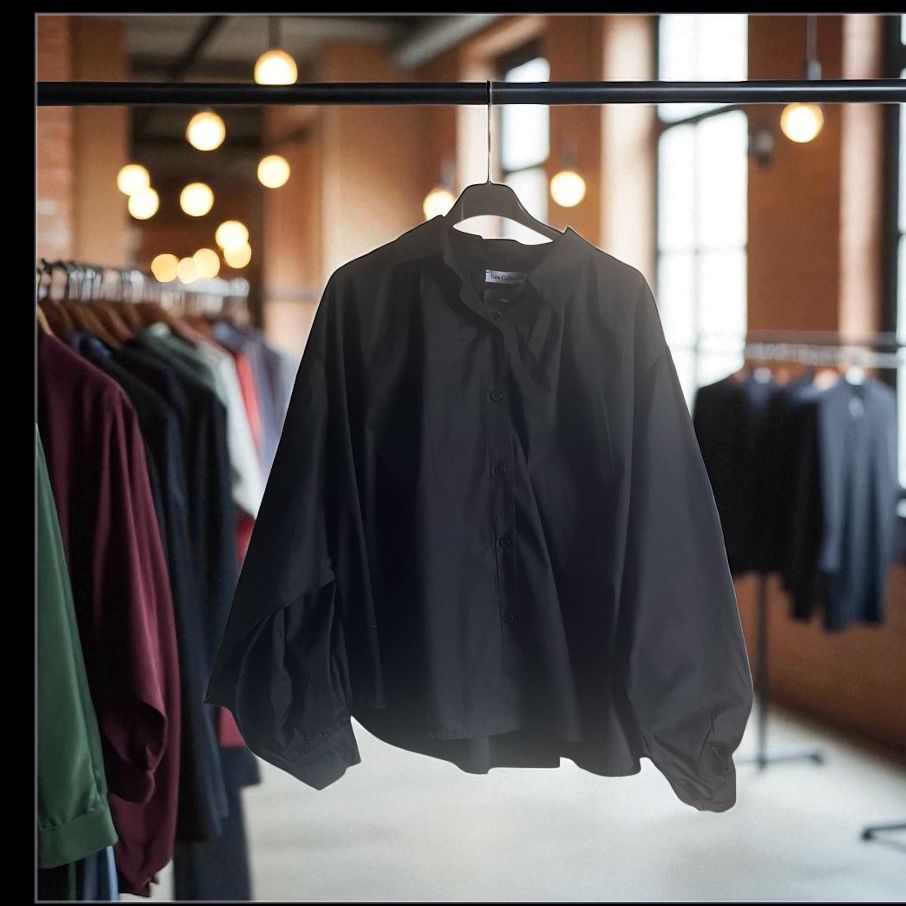 Blouse met pofmouwen dames – zwarte blouse – elegante oversized look