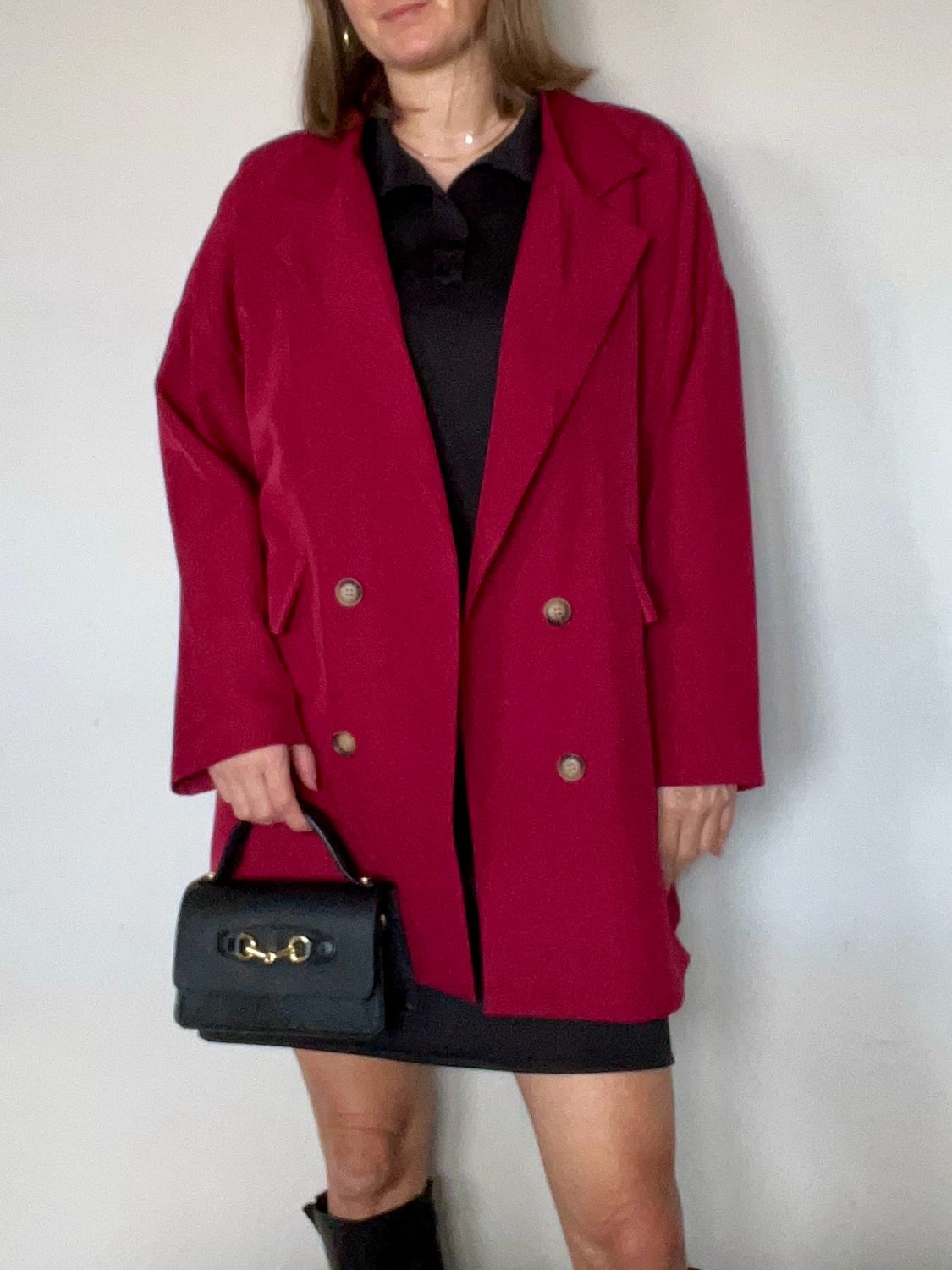 Stijlvolle oversized burgundi blazer Infinity Me - Elegante  casual herfst look | Herbal Infinity België