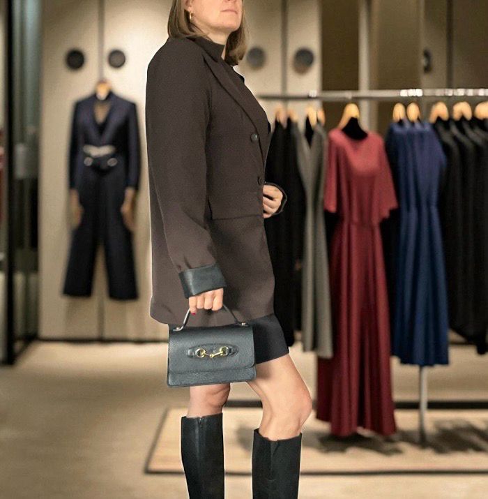 Italian style Donker bruine oversized blazer -   zijaanzicht one size blazer 36/42