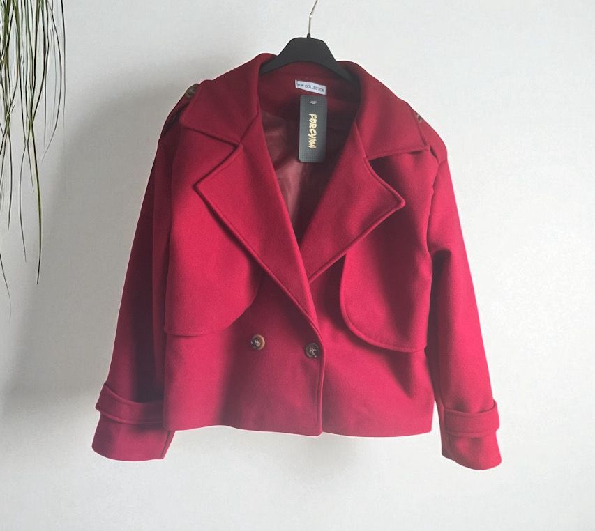 korte coat burgundy- cropped jasje burgundi rood- Infinity Me