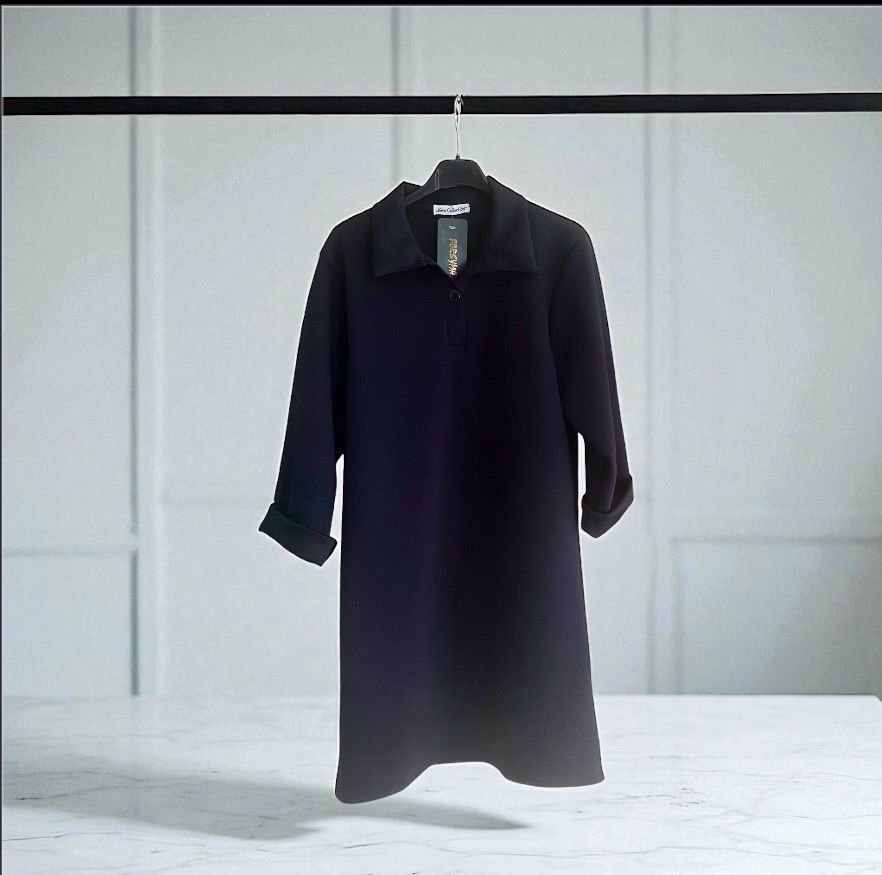 Blauwe polo jurk dames – korte jurk met kraag en knoopsluiting – casual chic outfit