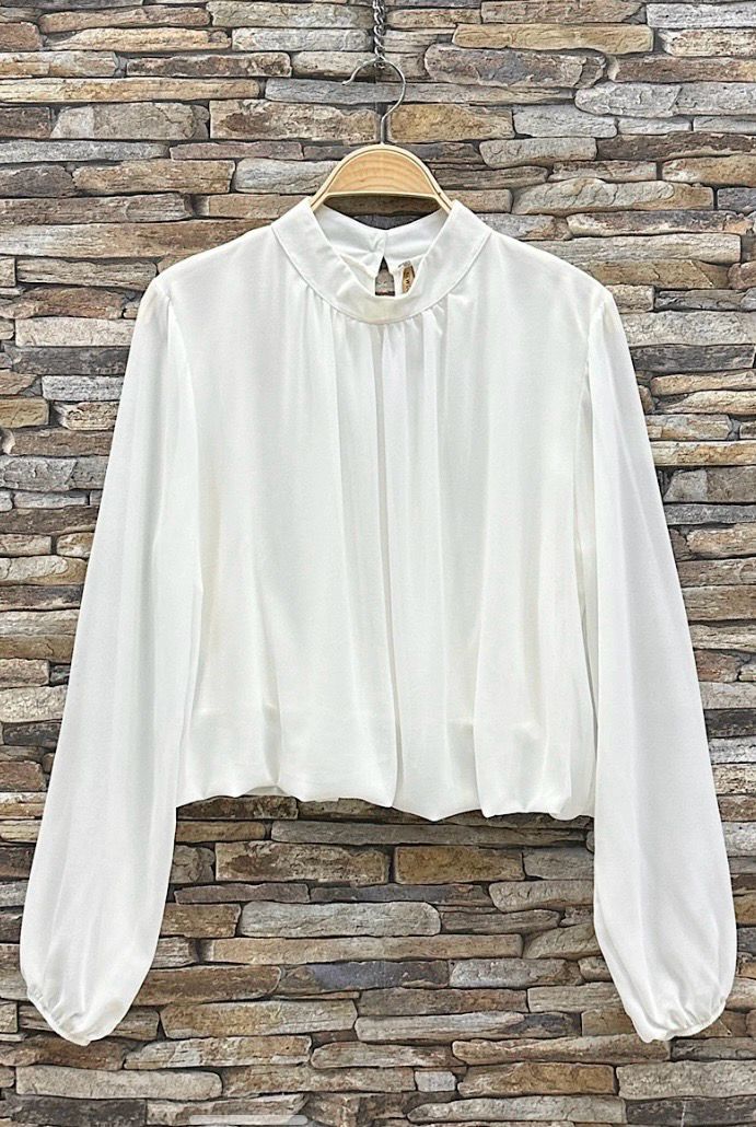 Elegante blouse in effen kleur en romantische soepelvallende mouwen – trendy met viscose voering