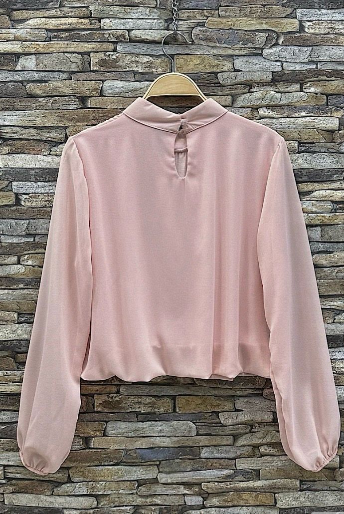 Elegante blouse in effen kleur en romantische soepelvallende mouwen – trendy met viscose voering