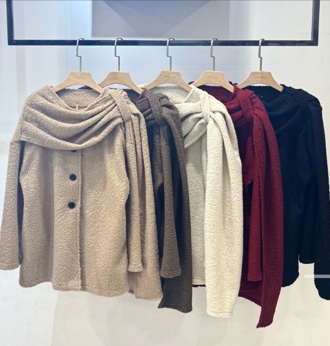 Teddy Coat met Ingebouwde Sjaal – Warme Oversized Jas