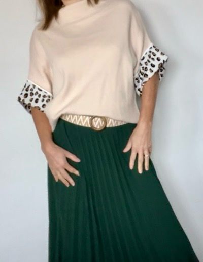 Effen kleur Vloeiende plooirok met viscose lining- midi rok met bohemian belt