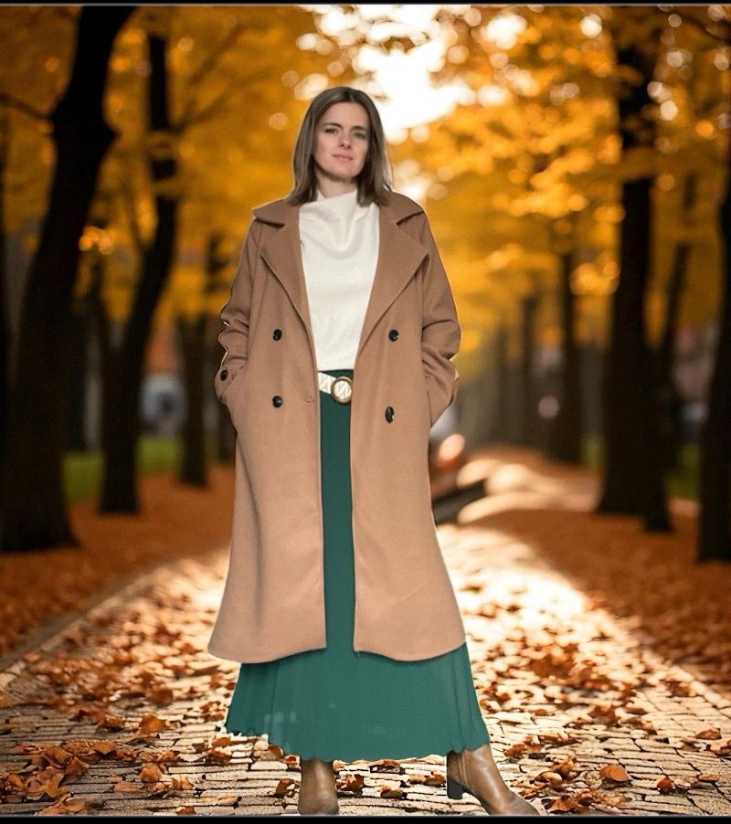 Effen kleur Vloeiende plooirok met viscose lining- midi rok met bohemian belt