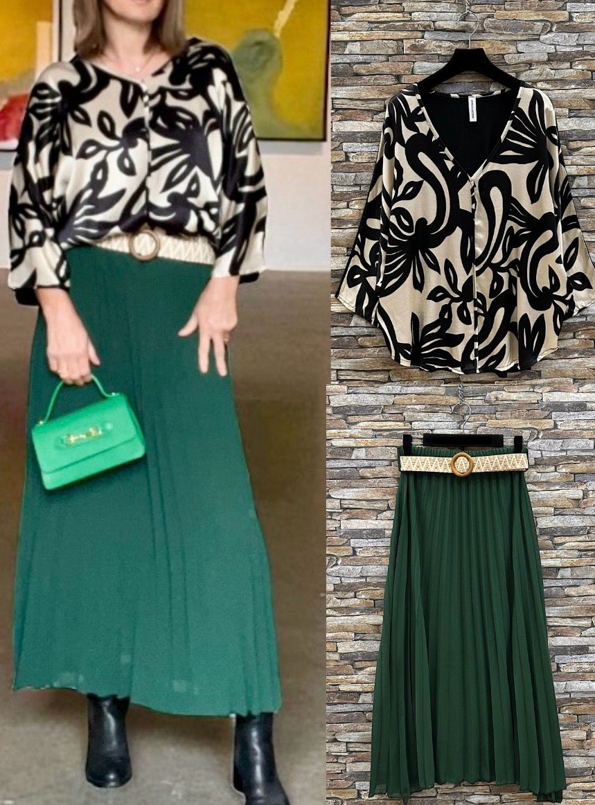 Blouse met print in zijde-effect satijn viscose – vloeiend en romantisch