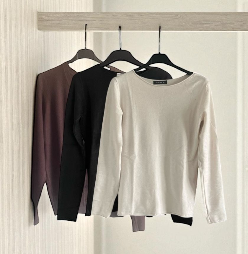 Dames Longsleeve Top One Size – Zacht Basic Shirt in zwart, beige en bruin