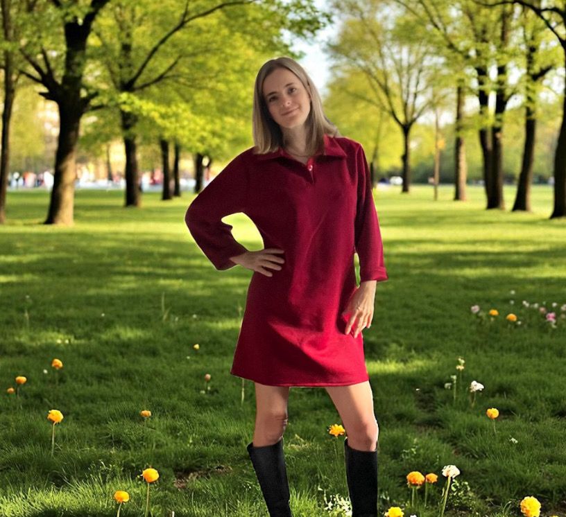 Burgundi polo jurk dames – korte jurk met kraag en knoopsluiting – casual chic outfit