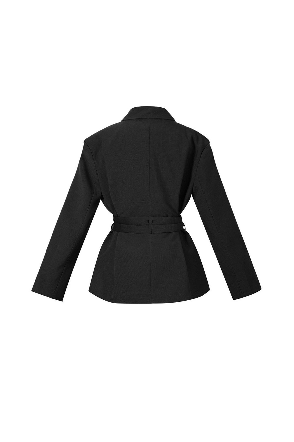 Infinity Me Double Belt Blazer – Parisian Chic Statement in Zwart 