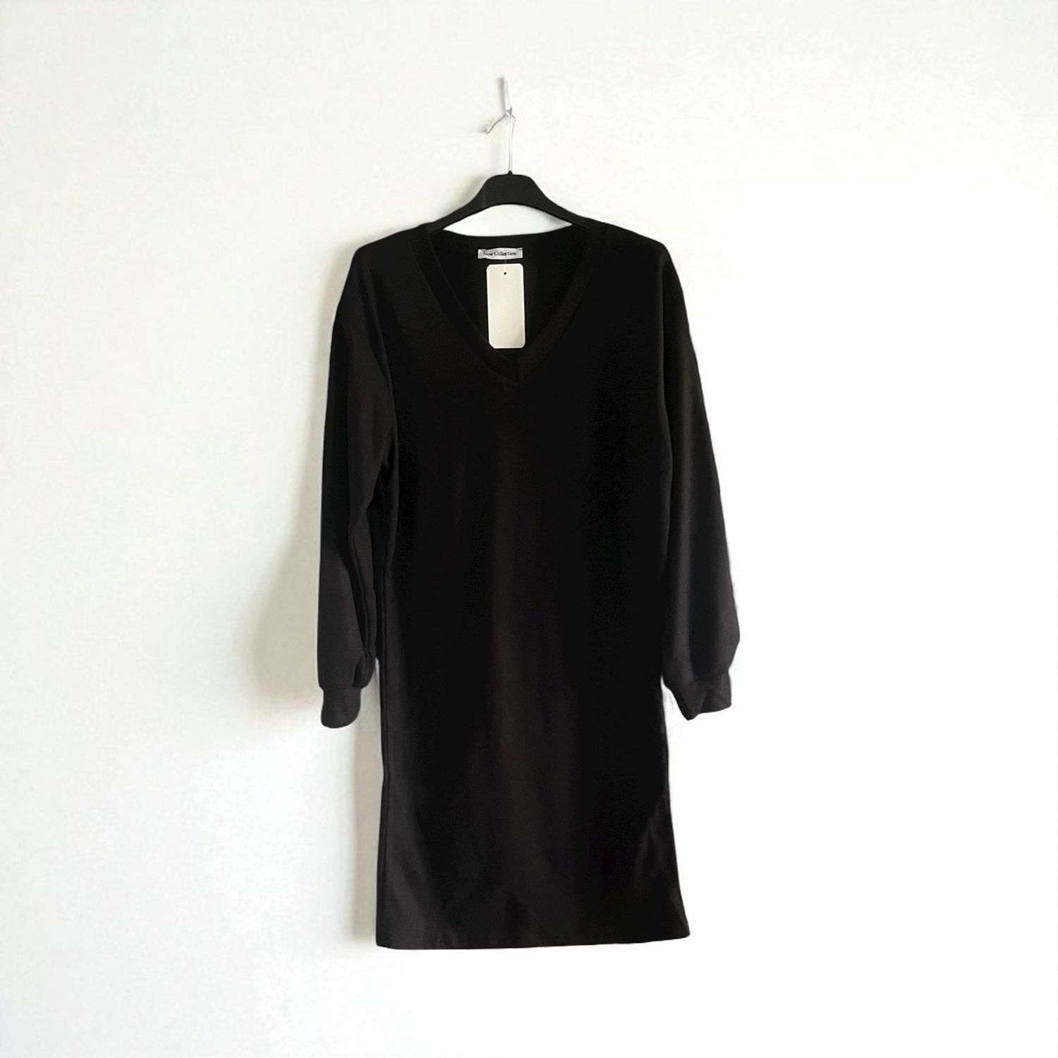 Sweater Jurk met V-hals – comfy midi korte jurk voor dames