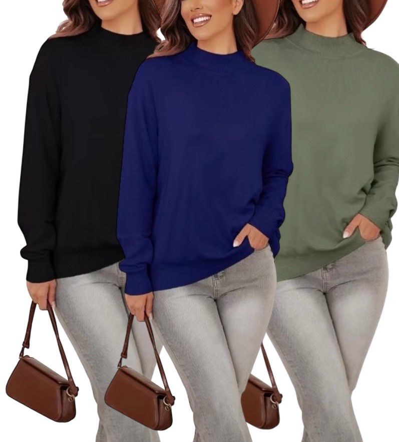 Infinity Me 3-Pack Basics – basic ronde hals Trendy Edition (Blauw, bruin, Wit)”