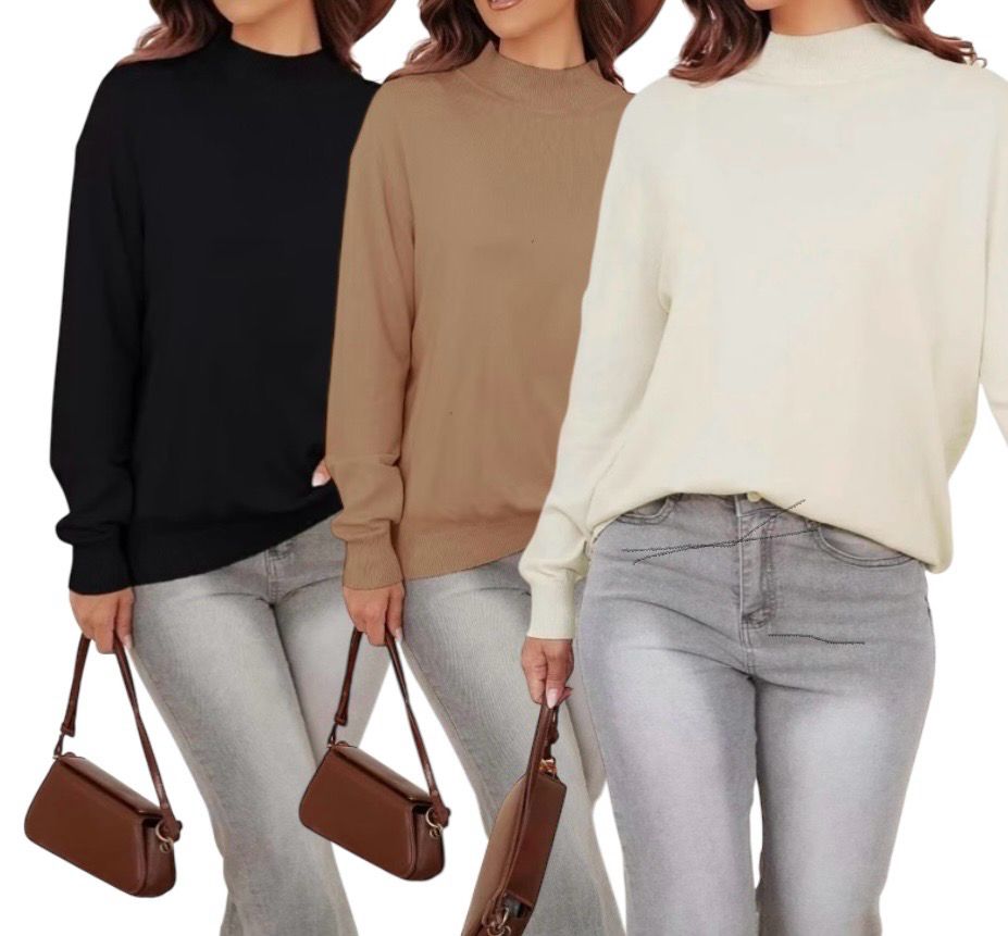 Infinity Me 3-Pack Basics – basic ronde hals Trendy Edition (Blauw, bruin, Wit)”