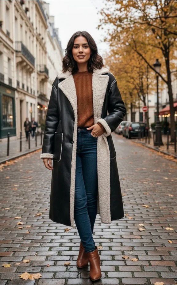 Lange jas in suède-look met teddy voering – Zwart | Infinity Me