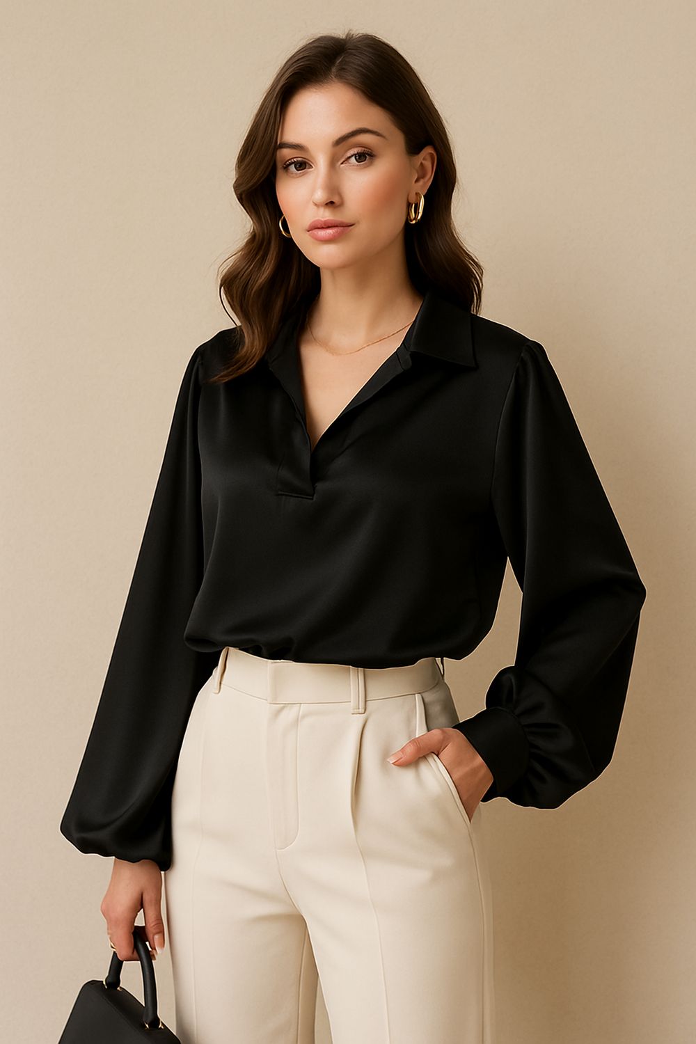 V-hals blouse met print – Made in Italy | Infinity Me