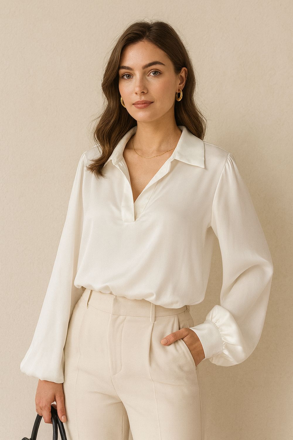 V-hals blouse met print – Made in Italy | Infinity Me
