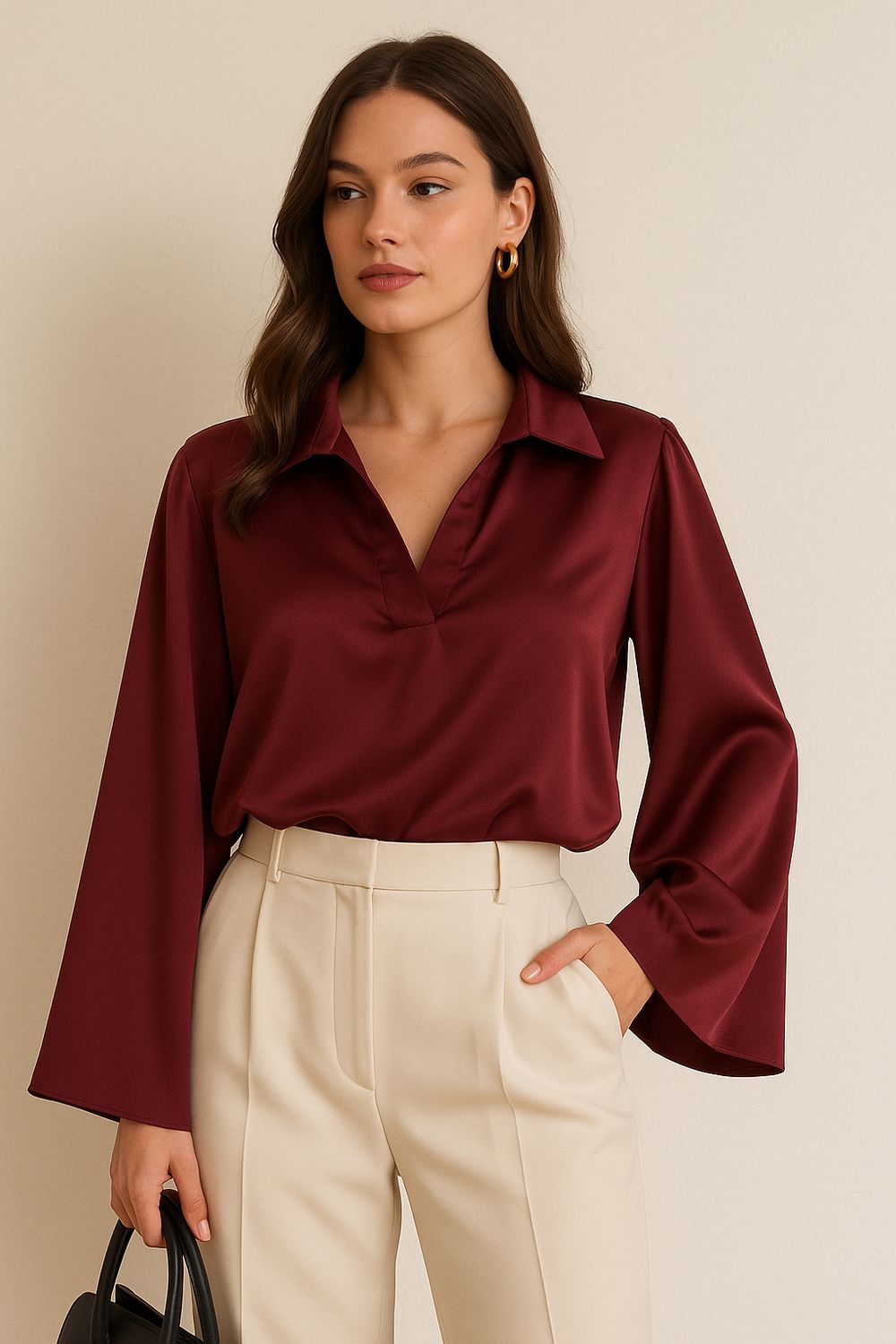 V-hals blouse met print – Made in Italy | Infinity Me