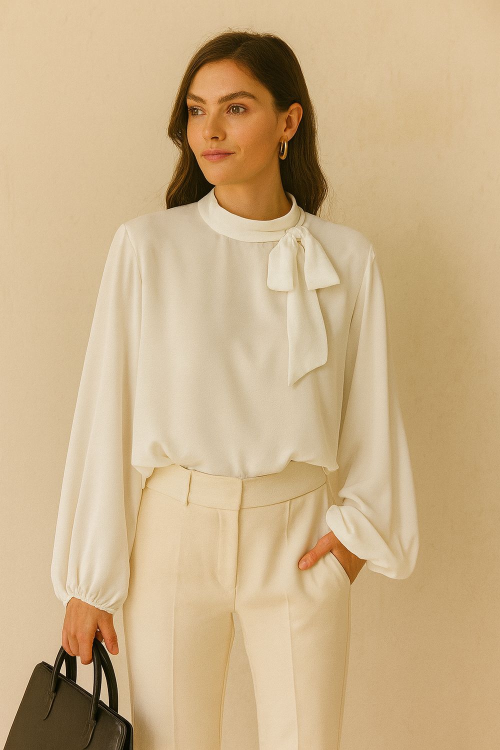 Chique blouse en romantische soepelvallende mouwen – trendy met viscose voering