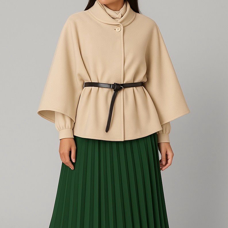 Effen kleur Vloeiende plooirok met viscose lining- midi rok met bohemian belt