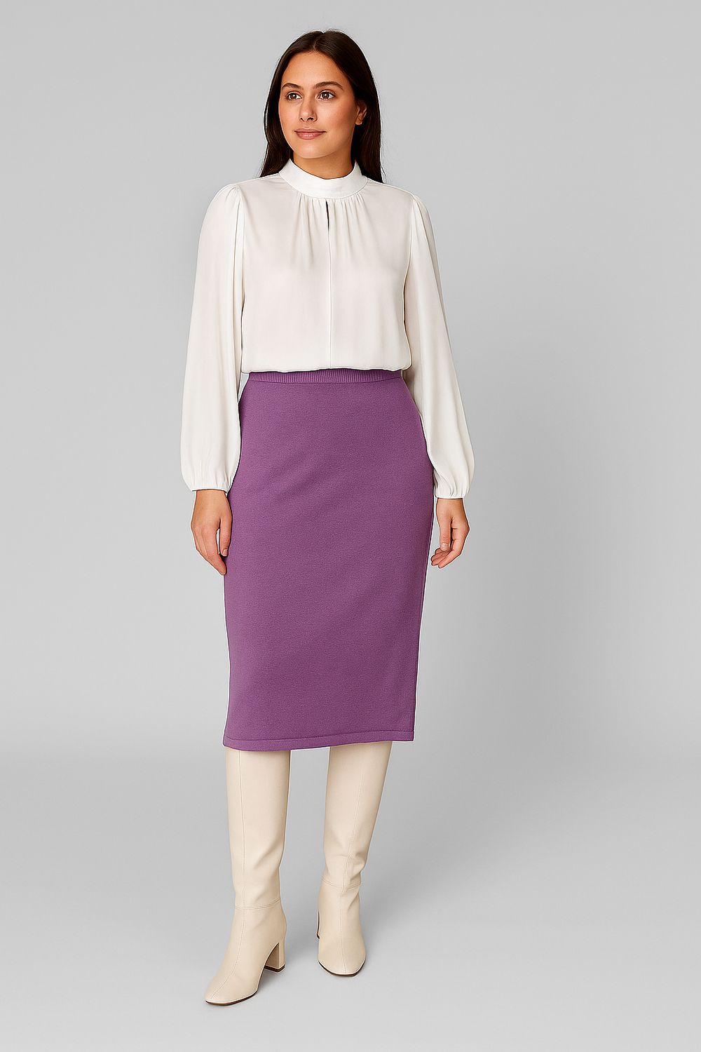 Kokerrok - Paarse Rok - Knitted Skirt - Rok voor dames - Midi Rok