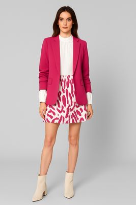 Blazer met opgestroopte mouwen - Blazer met driekwart mouwen - Blazer voor vrouwen - Roze blazer