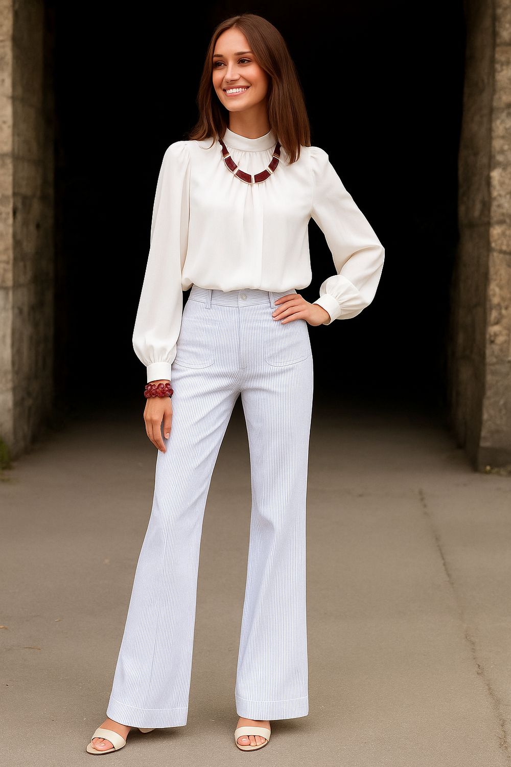 Windy Wide leg striped jeans - Jeans Met Strepen - Broek Voor Vrouwen - Jeans Voor Dames