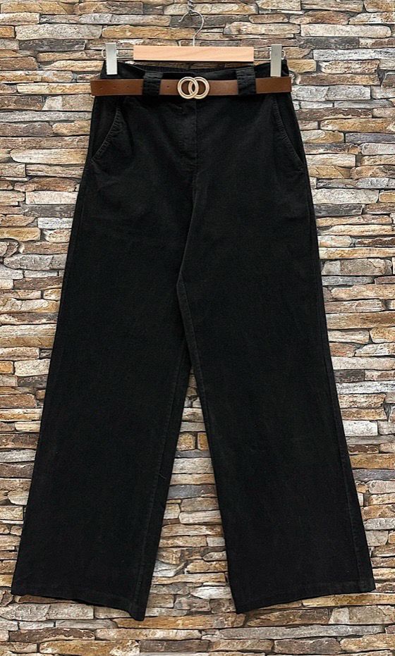 Bruine ribbed cotton wide leg broek – High waist &amp; elegante fit | Infinity Me Boutique