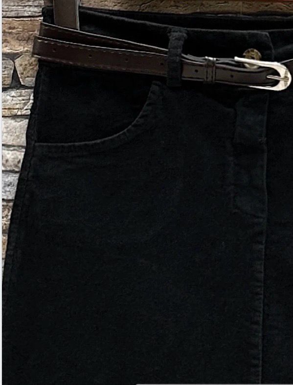 Klassieke tedin skirt chino thick velvet belt with pockets.