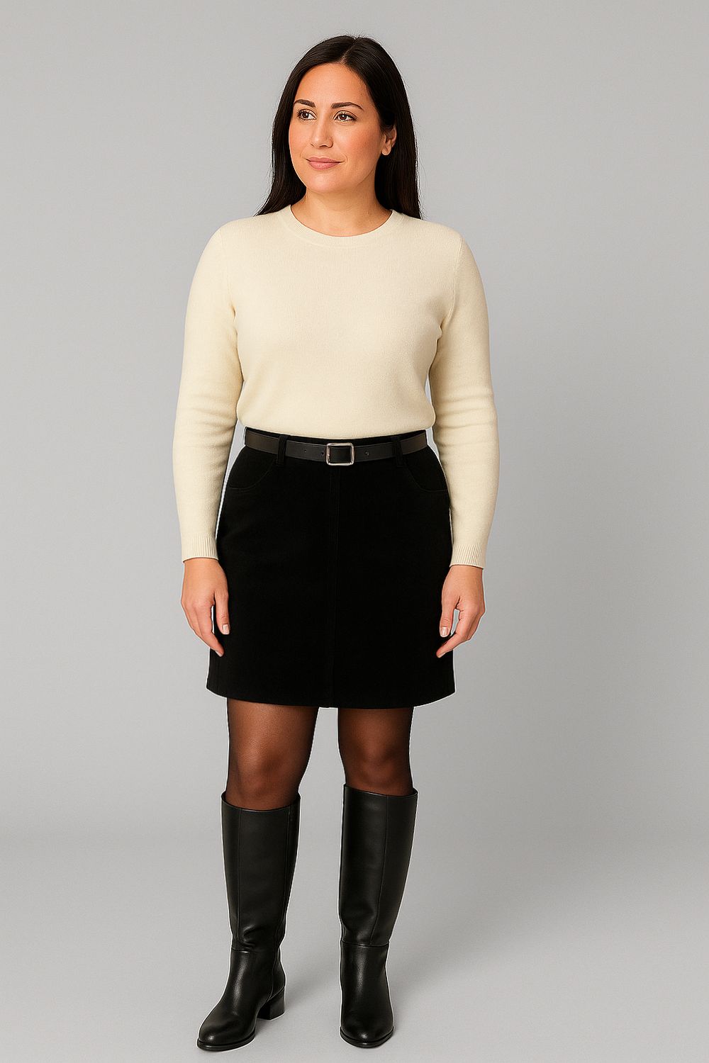 Klassieke tedin skirt chino thick velvet belt with pockets.