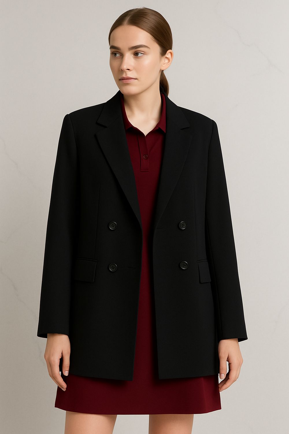 Blazer Jas Met Knoopsluiting en Binnenvoering Voor Dames